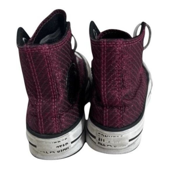 Converse Platform Lift Girls Purple Shimmering Sneakers Size 12Y Hi Top Lace Up - Picture 6 of 11